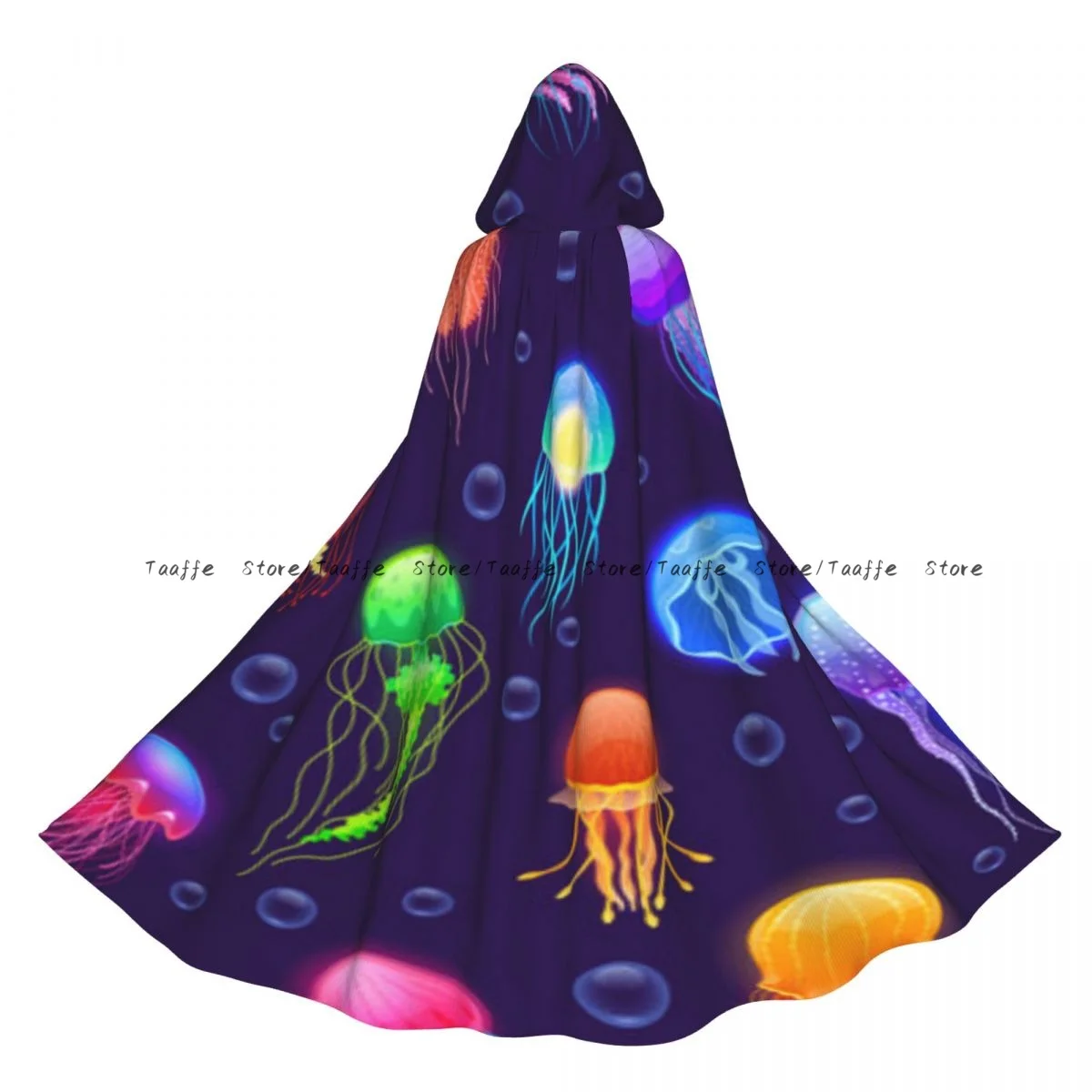 

Adult Cute Colorful Jellyfish Pattern Cloak Cape Hooded Medieval Costume Witch Wicca Vampire Halloween Costume Dress Coat