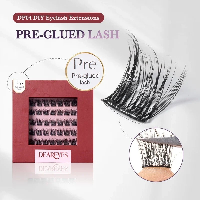 DearEyes DP‑04 Pre‑Glued DIY Wispy Eyelash Clusters Reusable Natural False Lashes for Beginners Home Makeup