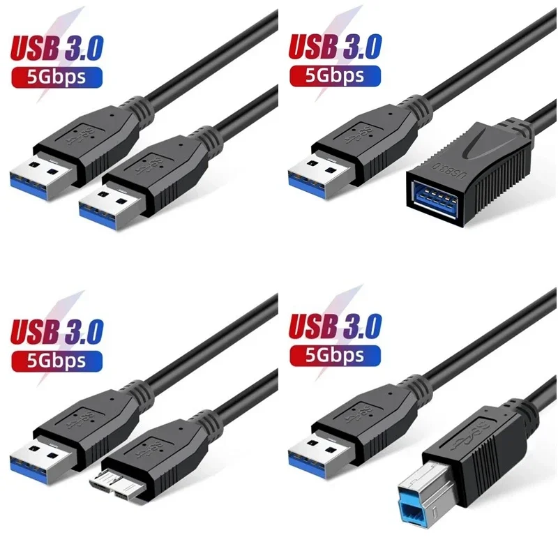 5Gbps USB 3.0 Extension Cable USB 3.0 Male/Female Micro&Mini&USB 3.0 Extension Data Cable Extender for Laptop PC TV Gamer Mouse