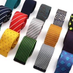 New Orange Knit Necktie Striped Dot Solid Color Slim Skinny Ties For Men Fit Casual Party Dinner Tuxedo Suit Shirt Accessories