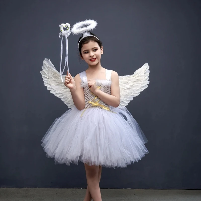 Dreamy Heavenly Pixie Fluffy Mesh Dress Lightweight Sheer Wings Ideal for Stage Recital Holiday Parade Pageant Themed Costume