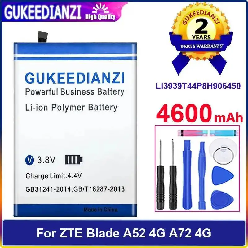 

Аккумулятор мобильного телефона для Zte Blade A52 4G A72 LI3939T44P8H906450, замена премиум-класса, экологически чистый, 4600 мАч