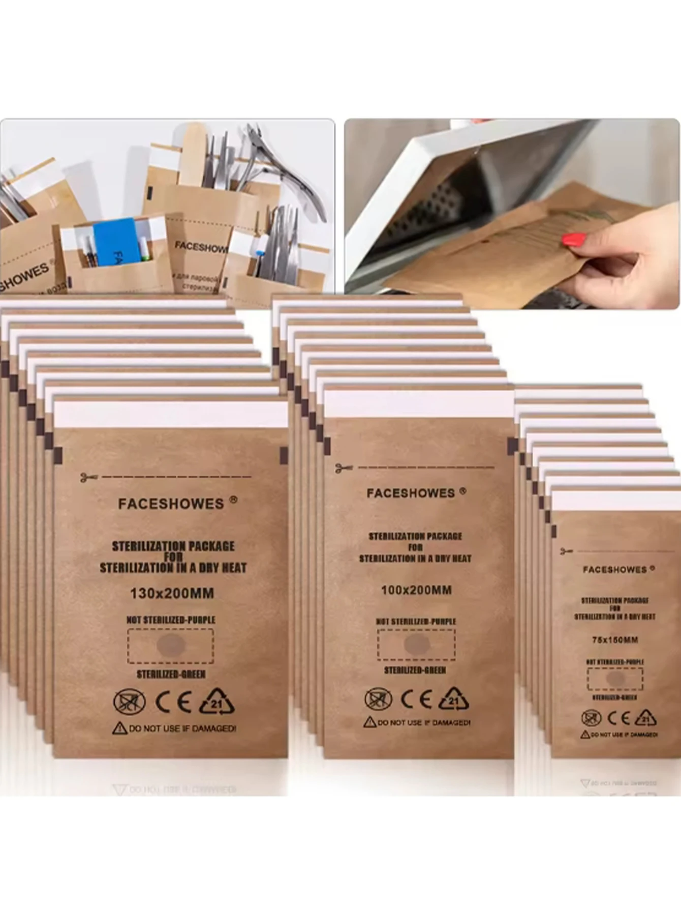 100 Stuks Manicure Kraft Zakken Nail Art Sterilisator Nagels Schone Sterilisatie Zak Wegwerp Manicure Benodigdheden UV Desinfectie Gereedschap