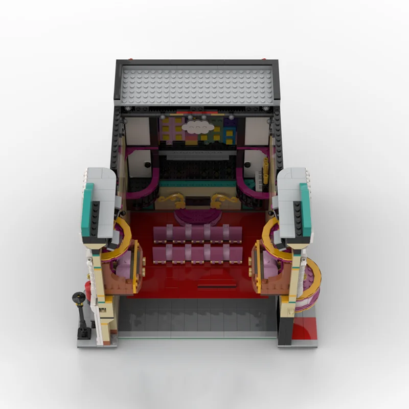 โมเดลบล็อกอาคารโรงเรียนโรงละครโมดูลาร์ 1614 ชิ้นพร้อมเวทีเคลื่อนย้ายได้และที่นั่งสองชั้น เหมาะสําหรับการแสดงผลที่สร้างสรรค์