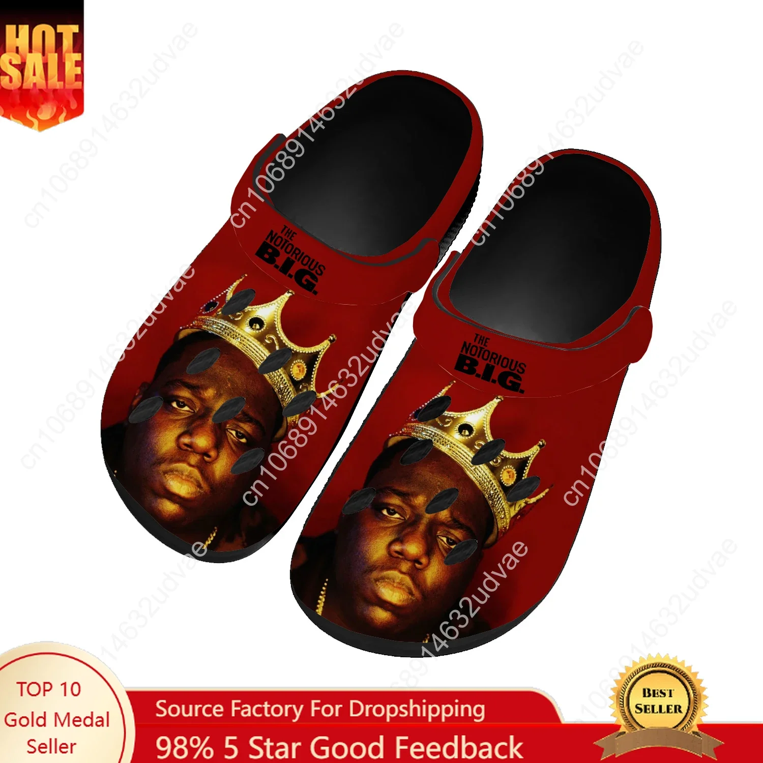 The Notorious B.I.G. Water Shoes Mens Womens High Quality Home Garden Clogs Customizd Sandals Beach Breathable Hole Slippers