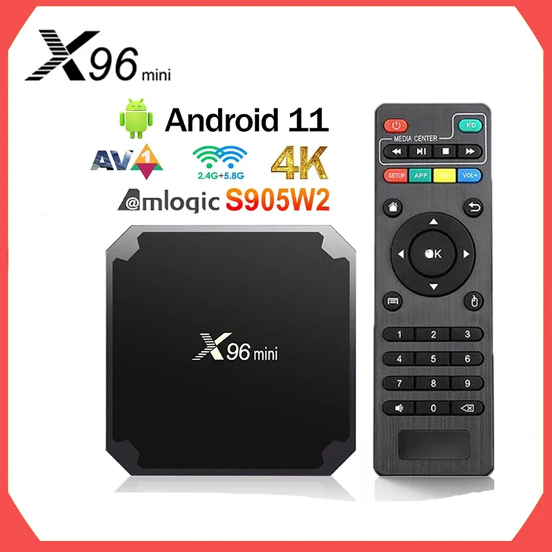 

X96mini Android 11.0 Smart TV Box Amlogic S905W2 Quad Core 2GB 16GB Dual WiFi 2.4G&5G Media Player X96mini Set top box