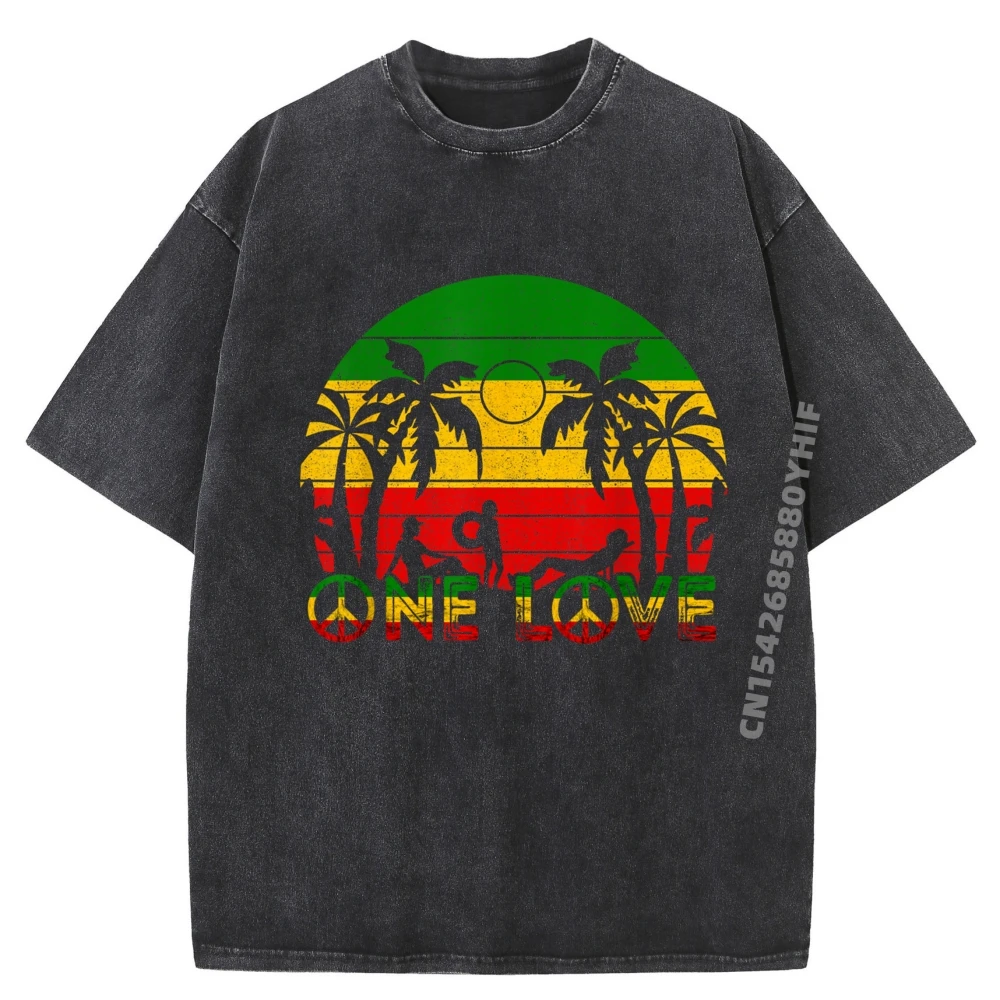 

Reggae Jamaican Summer One Pride Classic Female Tops & Tees Graphic T-Shirt Mens Retro Washed Clothes