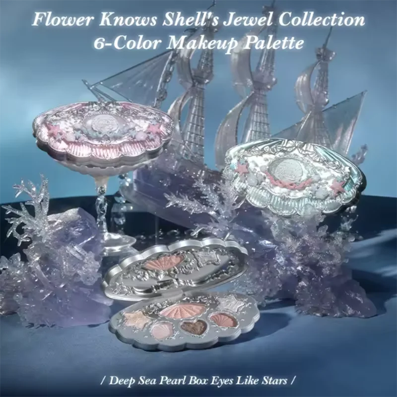 Flower Knows Shell's Jewel Collection 6-Color Eye Shadow Makeup Palette Pressed Glitter Eyeshadow Paletas Flowerknows