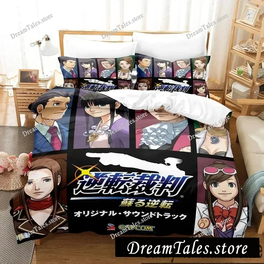 

3D Print Ace Attorney Anime Bedding Set Boys Girls Twin Queen King Size Duvet Cover Pillowcase Bed boys Adult Home Textileextile