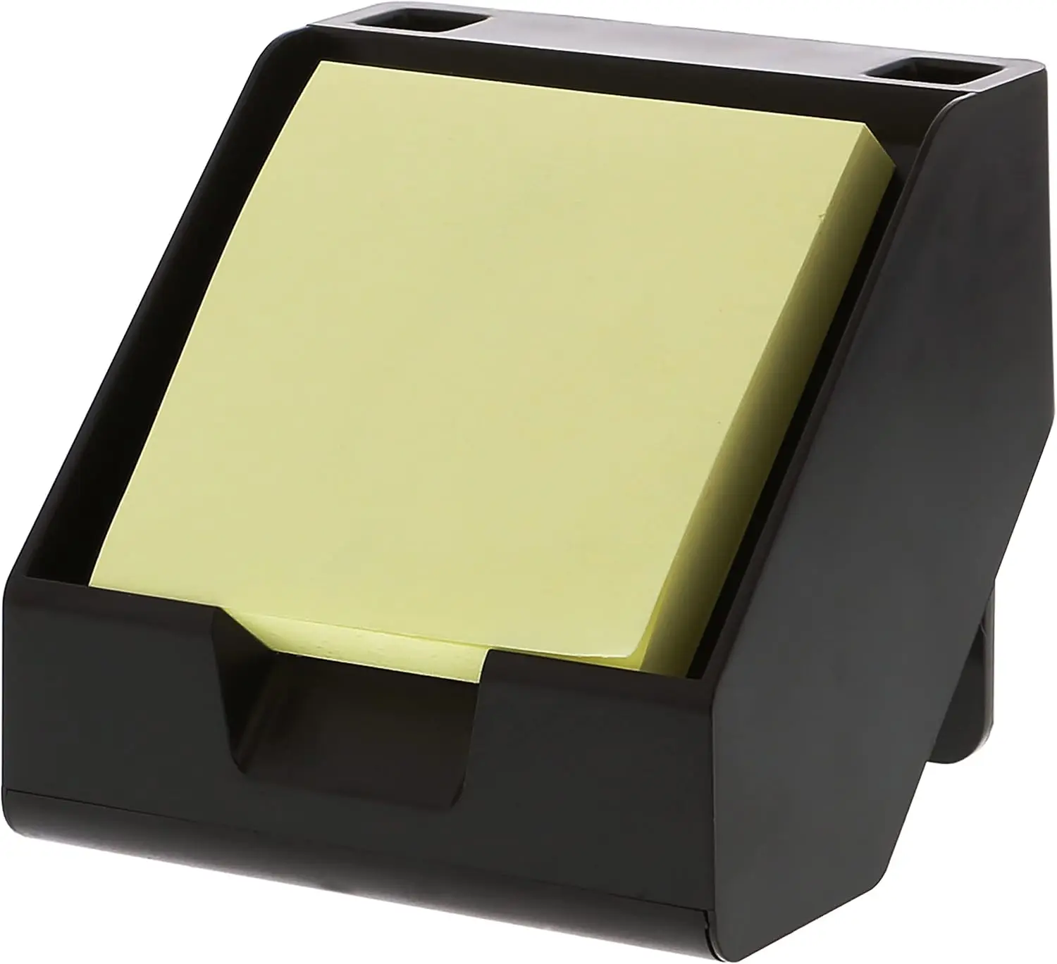 

Sticky Note Holder with Business Card Stand, Pen Holders, Black Desktop Organizer