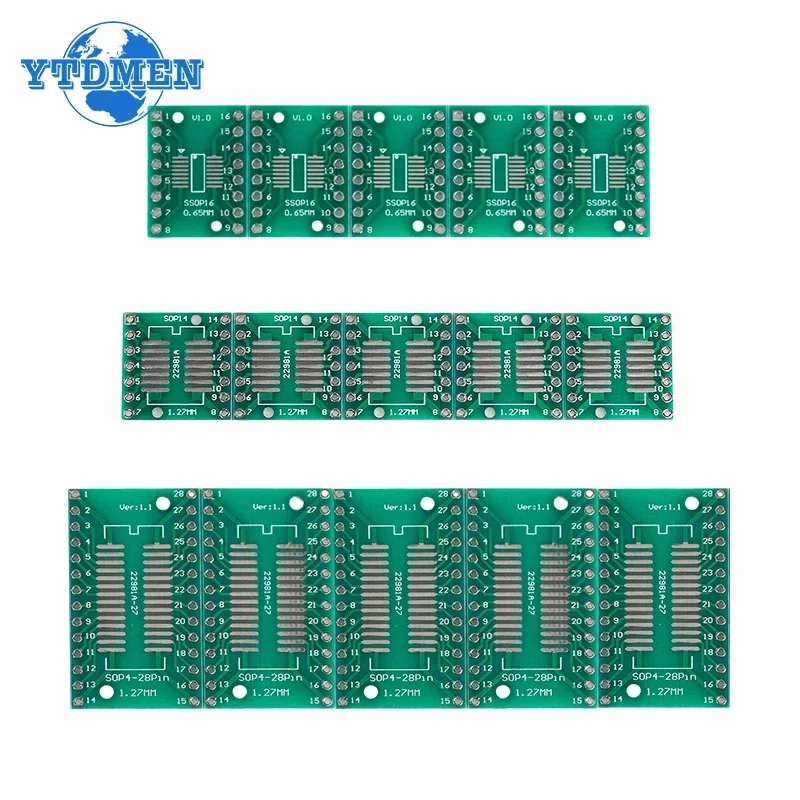 35pcs/lot PCB Board Kit SMD Turn To DIP Adapter Converter Plate SOP8 MSOP10 SOP14 SOP16 SOP20 SOP24 SOP28 SMT To DIP Set