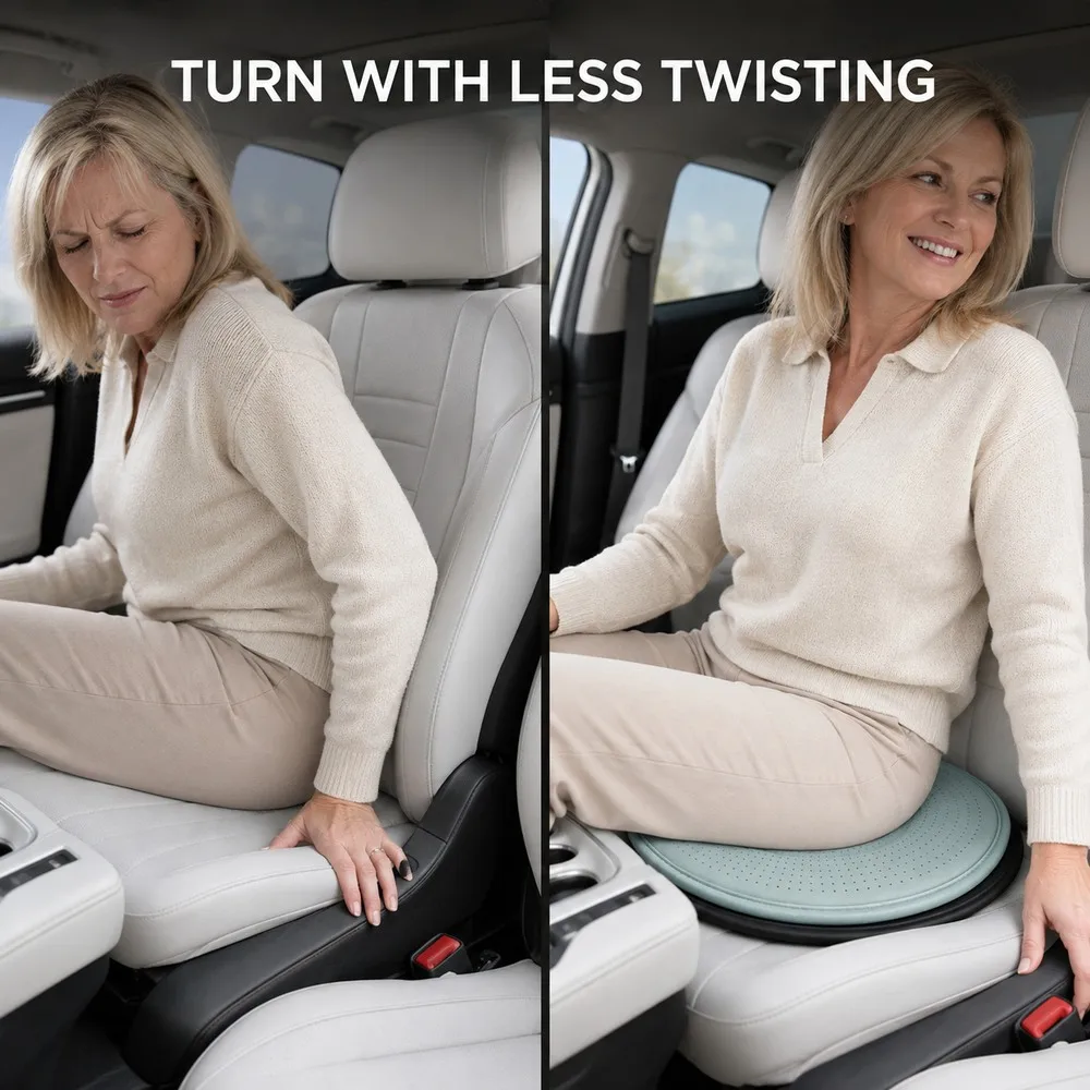 Universal Swivel Seat Cushion for Car, 360° Rotating Breathable Chair Pad, Anti-Slip Turning Aid for Home Office Travel