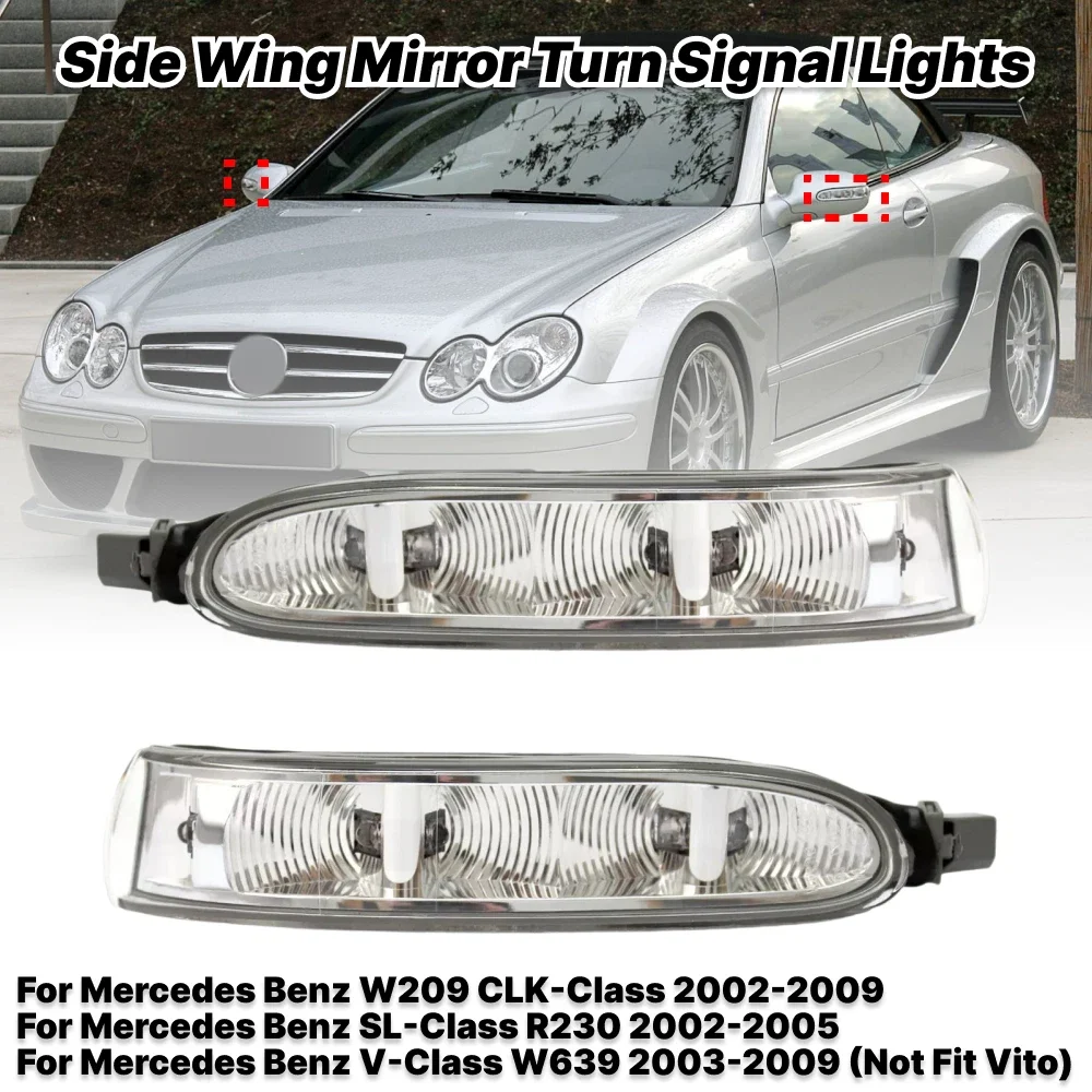 メルセデスベンツ-w209-clk-ヴィアノ-w639-2002-2009-clk200-clk220-車用サイドミラーターンシグナルランプ-oe-a2308200721-a2308200821