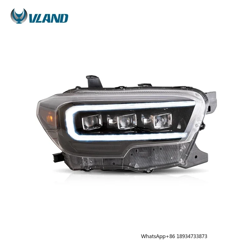 VLAND Full LED Headlights Car Front Lamp Assembly Welcome and Breathing Headlights 2015-2020 For Toyota Tacoma Headlight