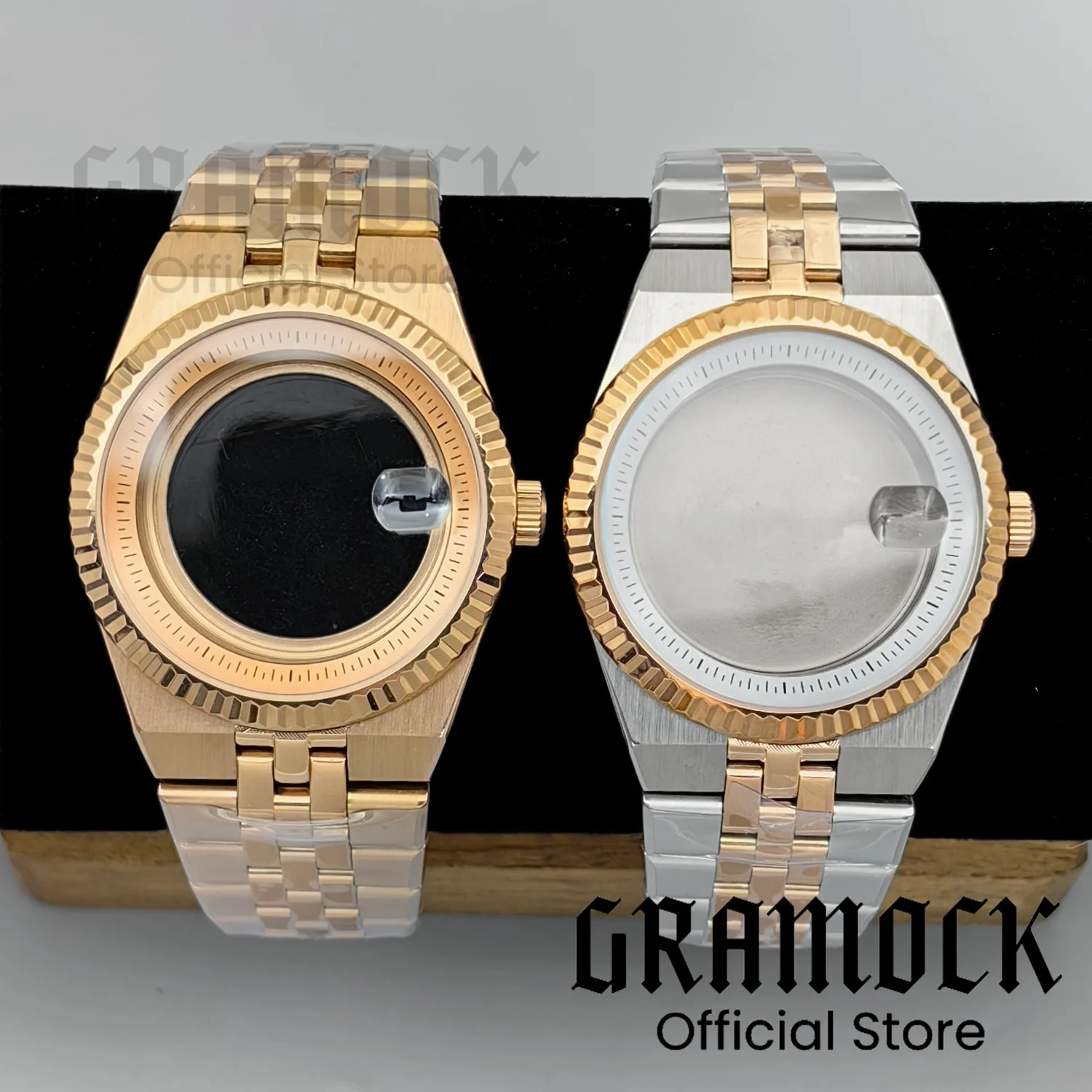 Two Tone Rose Gold 36MM 40MM Stainless Steel Sterile Watch Case Strap Waterproof For NH34 NH35 NH36 Land-Dweller Style Watches