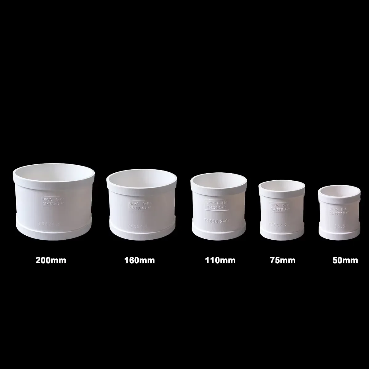 50 75 110 160-250mm PVC Pipe Quick Repair Joint Drain Pipe Adapter Tube Connectors Home Outdoor Industrial Plumbing Accessories
