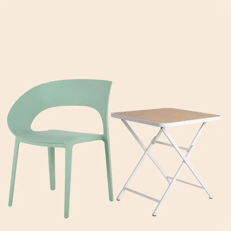 

Цельный стул из полипропилена Haze Green для внутреннего и наружного использования с современным складным многофункциональным квадратным столом — столешница из полипропилена