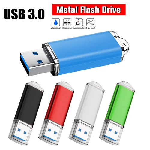 Imagen 1 del producto Unidad flash USB 3,0, unidad de bolígrafo de metal de 64GB, adecuada para ordenadores con tarjetas flash de 8GB, 16GB, 32GB y 128GB, memoria de alta velocidad