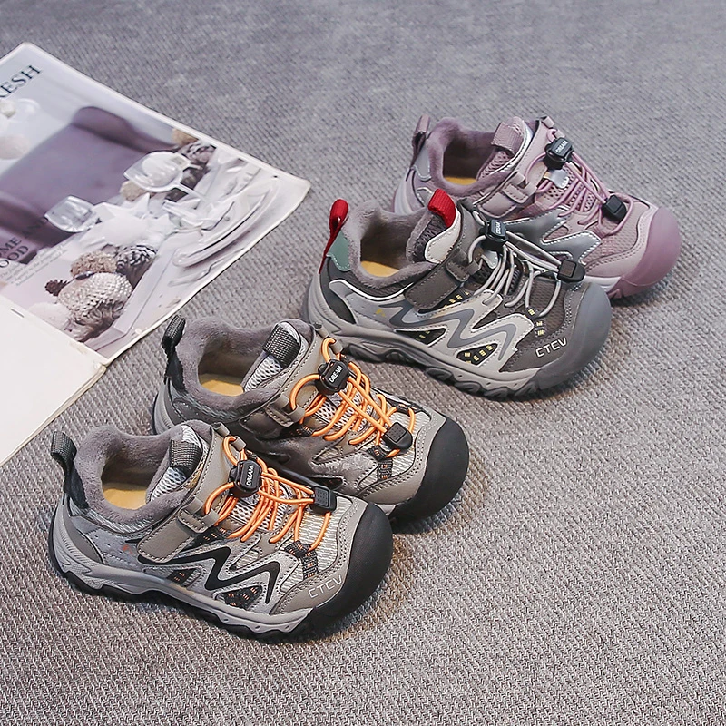 Children Sports Shoes Toes Capped Kids Running Shoes Hook&loop Non-slip 2026 Winter New Boys Sneakers Soft Bottom