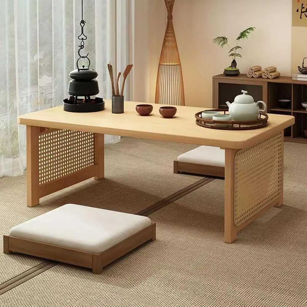 

Japanese Floor Table Bamboo Folding Coffee Table Portable Solid Wood Japanese Coffee Table, No Assembly Japanese Dining Table fo
