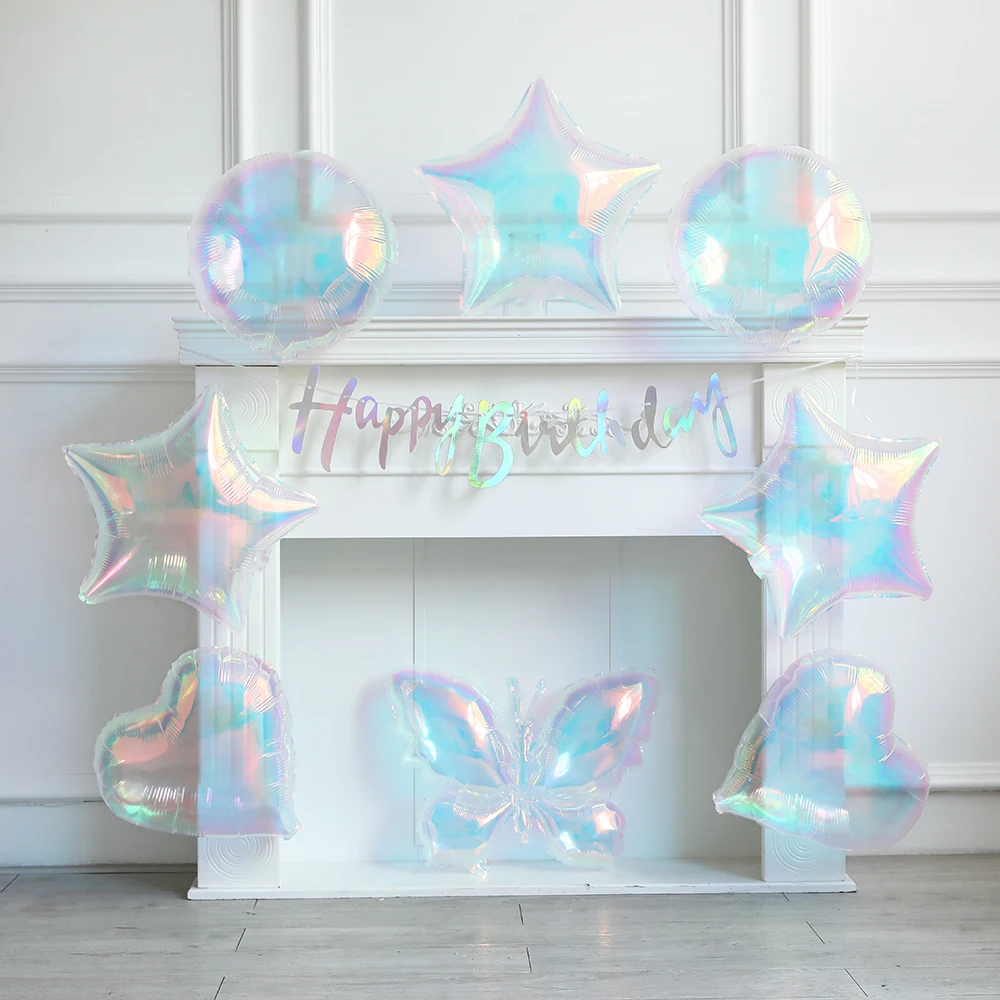 Dazzle Transparent Butterfly Balloon 3D Explosive Star Clear Inflatable Helium Globos Gradient Laser Daisy Wedding Birthday Deco