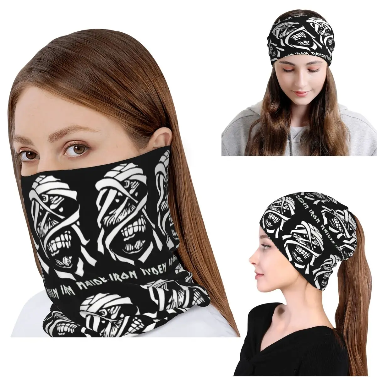 

Бандана IronMaidens, шарф для лица, теплый головной убор, шапка-бини для мужчин и женщин, моющаяся, для взрослых