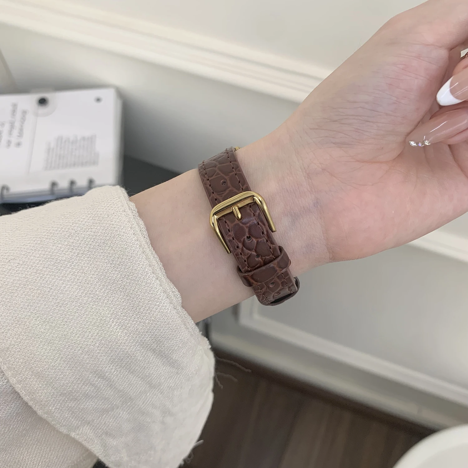 الملمس حزام من الجلد 14 مللي متر لساعة أبل 49 46 45 44 42-38 مللي متر S10 S11 الأعمال معصمه سوار ساعة اكسسوارات #6