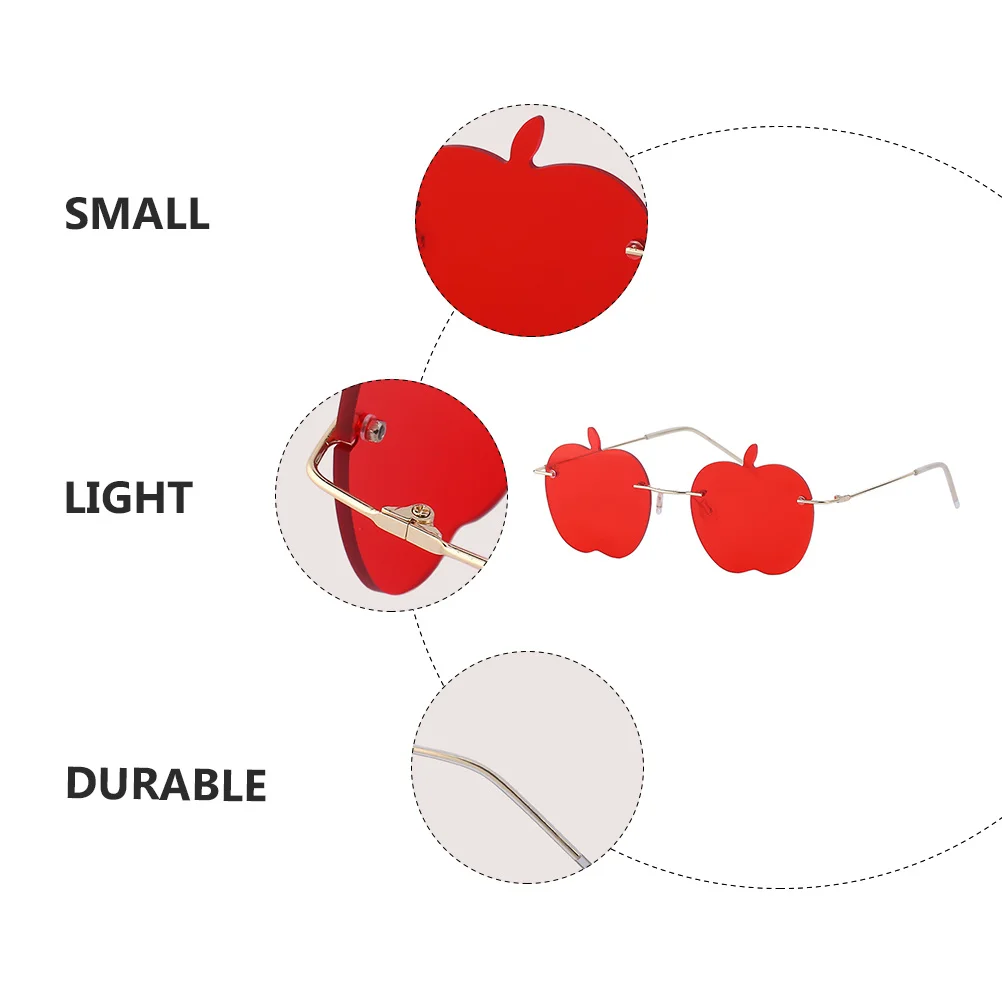 

Women's Apple Frameless Sunglasses Lightweight Party Glasses Fashion Eyewear Photo Prop Decorative Rimless Sun Glasses for Beach