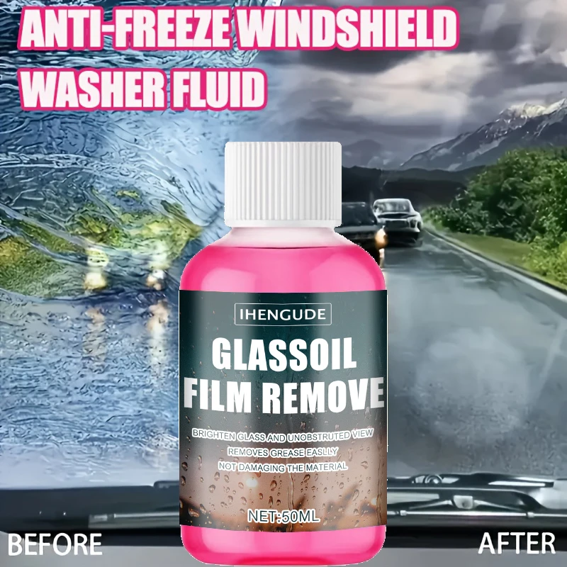 50ml Concentrated Car Glass Coating Waterproof Windshield Wiper Fluid - Concentrated Windshield Water Formula for Clear Visibility - Antifreeze Protection for Winter - Keeps Surfaces Smooth - Safer Winter Driving