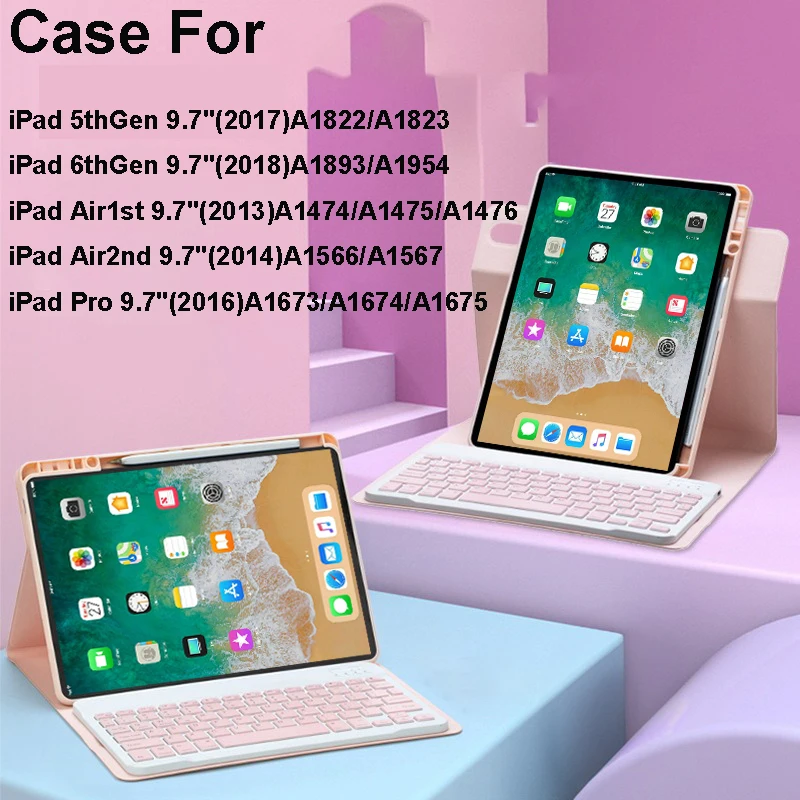 360° Rotating Keyboard Case For iPad 9.7 inch 5th Gen 2017 6th Gen 2018 Case For iPad Pro 2016 Air 1st 2013 2nd 2014 9.7in