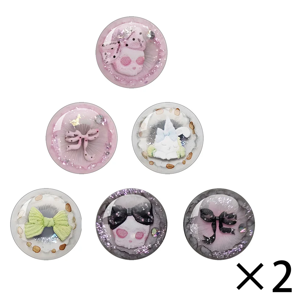 Sweet Y2K Glass Eye Chips Round Cabochon 10MM-40MM Handmade Girl Toy Drop Glue Eye Pupil DIY Blyth BJD Doll Accessory Gift