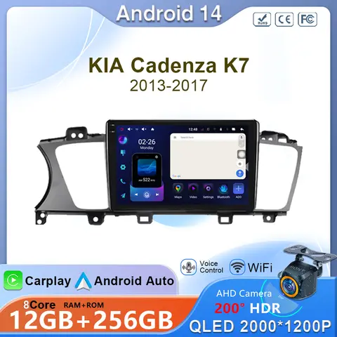 기아 카덴자 K7 2013-2017 안드로이드 올인원 멀티미디어 비디오 네비게이션 GPS 헤드 유닛 스테레오 2din 2 din WiFi BT 미포함 카 라디오