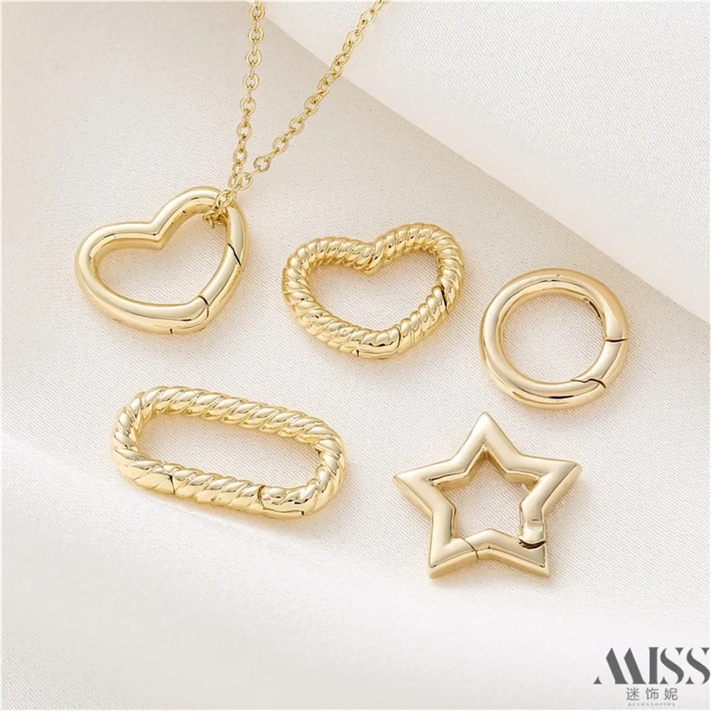 14K Gold-wrapped Color Pentagram Thread Geometric Love Spring Buckle Connecting Buckle DIY Accessories Chain Ending Buckle
