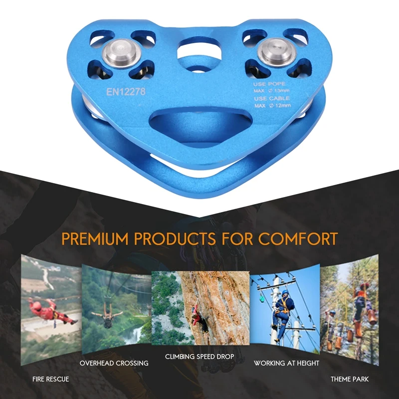 حبل كابل فولاذية مزدوجة التسلق على شكل قلب ، سرعة عالية ، عربة بسحاب ، 13 ، 24KN
