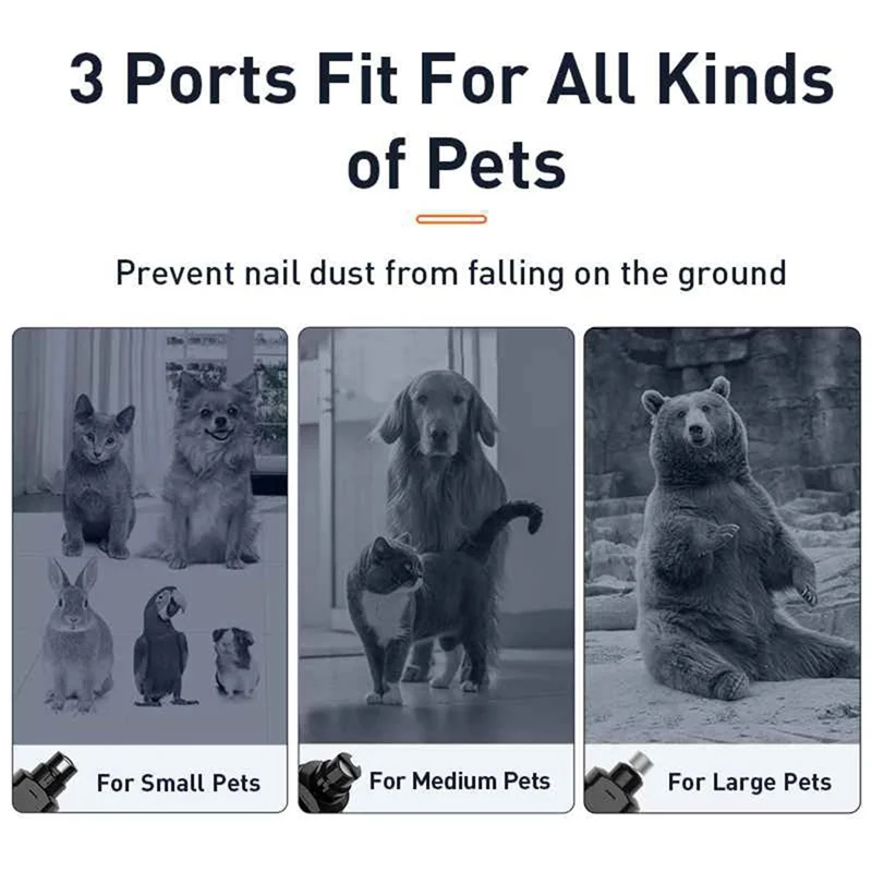 AD41-Электрическая шлифовальная машинка для ногтей для домашних животных, профессиональные кусачки для ногтей для собак + 2 светодиодных лампочки, перезаряжаемые кошачьи когти для ухода за ногтями