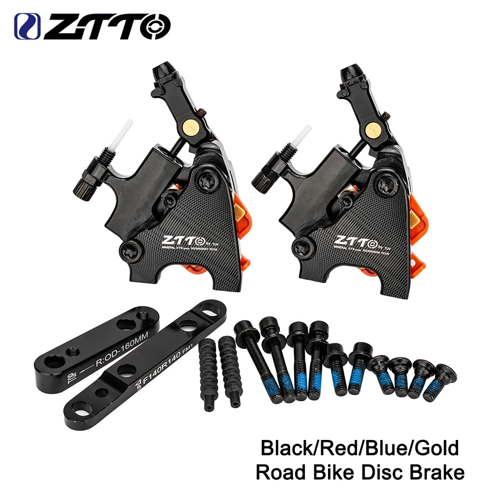 ZTTO Road Bike Disc Brake Hydraulic Calipers Boss Mount Bicycle Disc Brake Rotor bilaterally Piston Metal Pads Cycling Accessory