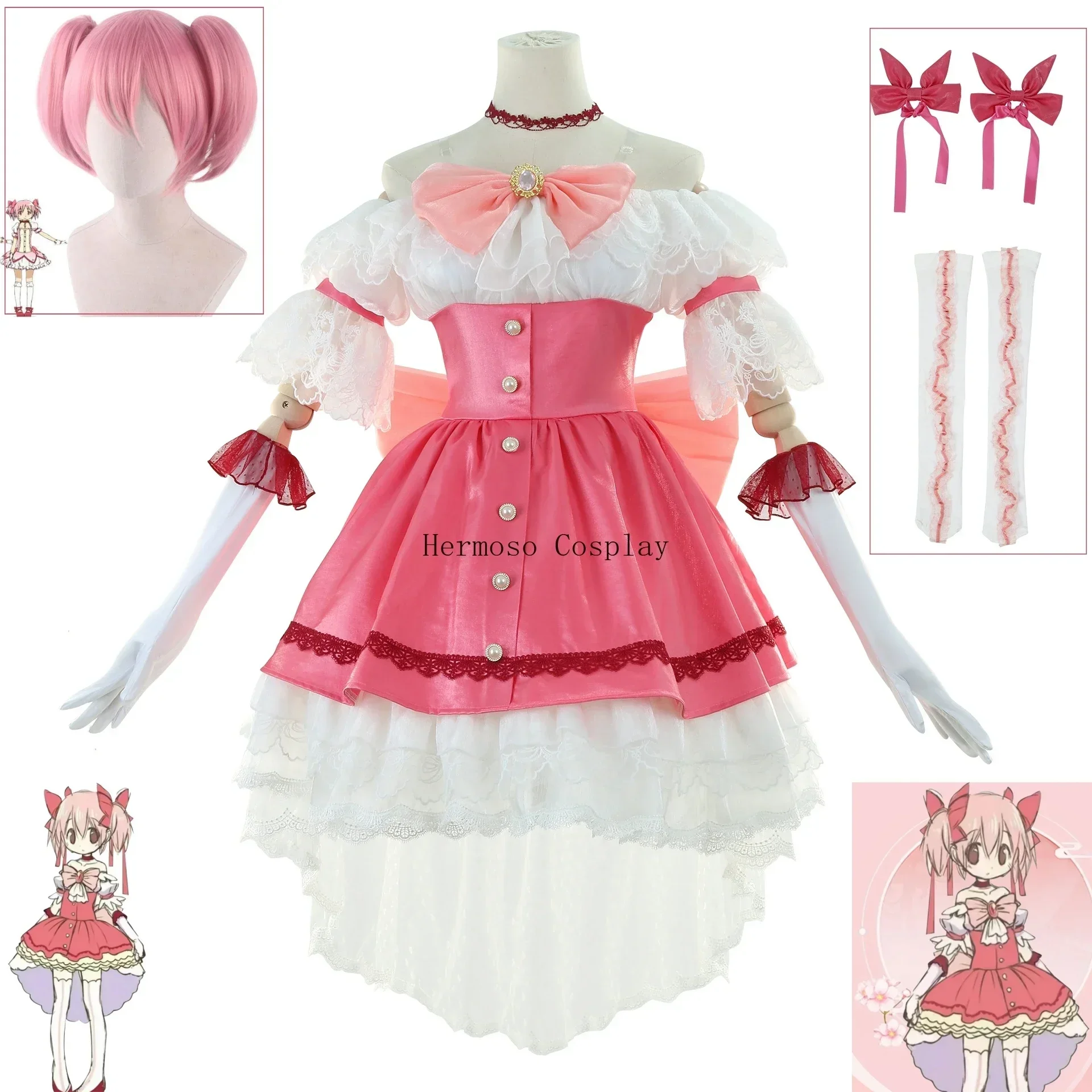 

Pre Sale Anime Puella Magi Madoka Magica Cosplay Costume Magical Girl Kaname Madoka Costume Pink Dress Christmas Cosplay Costume