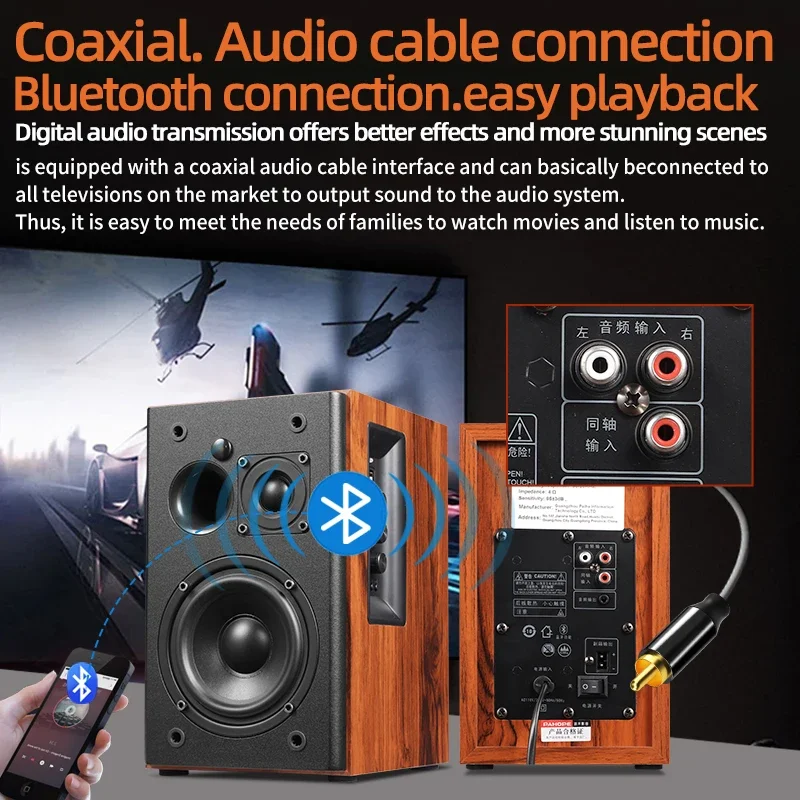 

Home 2.0 Active Hi-Fi Bookshelf Speakers Living Room Stereo Sound Speaker System With BT, USB, AUX Function