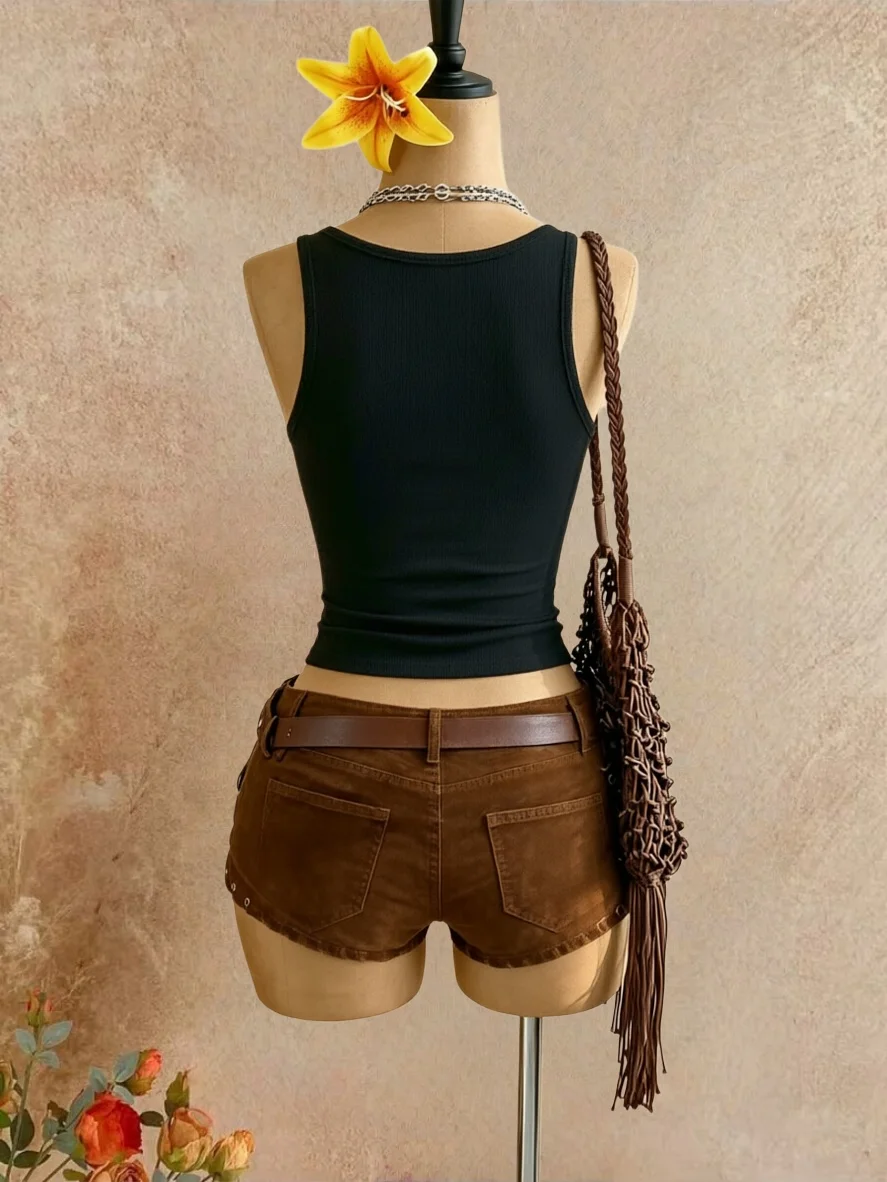 Women Ribbed Sleeveless Tank Top Notch V Neck High Stretch Soft Skin‑Friendly Fabric Slim Fit Basic Daily Going Out Cami Vest