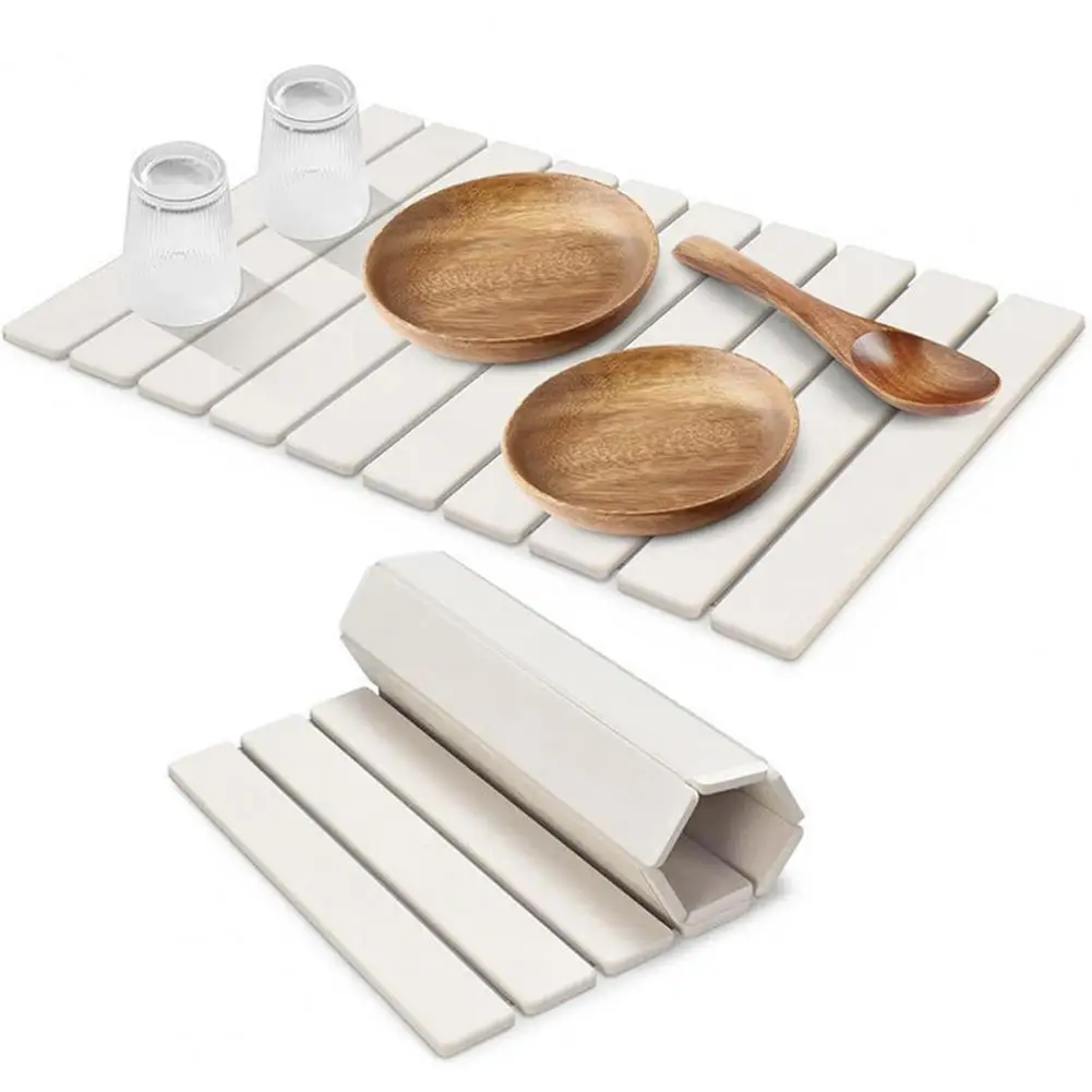 

Large Dish Drying Mat Foldable Dish Drying Pad Water-absorbing Diatomaceous Earth Mat Quick Dry Pad for Kitchen Counter