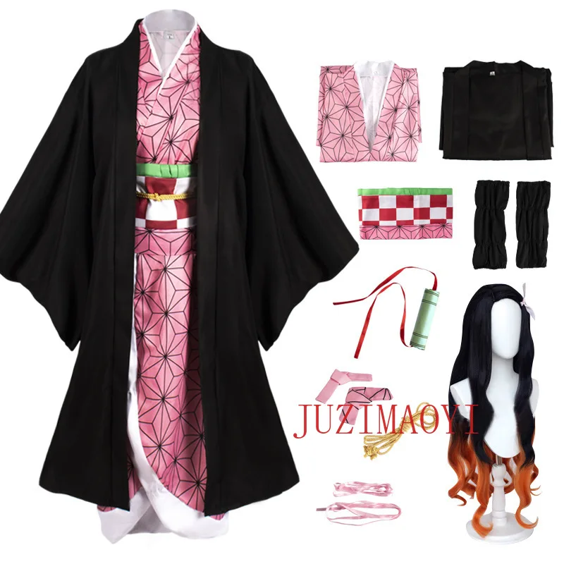 Anime Demon Slayer Nezuko Cosplay Kimono Kimetsu No Yaiba Kamado Nezuko Costume Womens Kimono Uniform Halloween Clothes