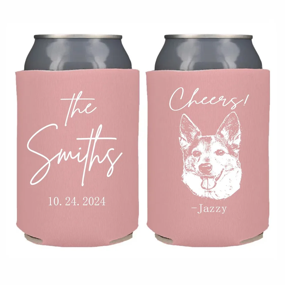 

Personalized Wedding Can Cooler Custom Dog Drawing Pets Cat Animal Pet Can Cooler, Wedding Favor Dogs, Custom Drawn Pet Portrait