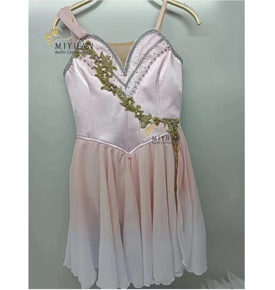 Vestito da balletto da competizione per bambini adulti personalizzato di fascia alta rosa gradiente simbolo magico cambia abito in tulle cupido solo