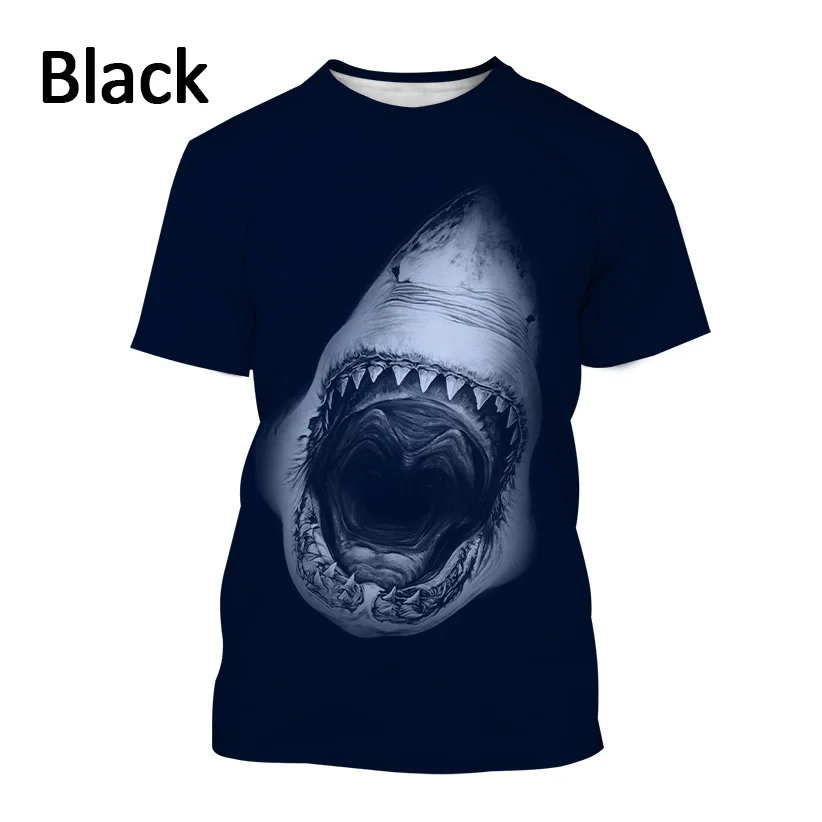 Popular New Animal Popular Great White Shark 3D Printing T-shirt Retro Men\'s Summer Casual Fashion Unisex T-shirt Top