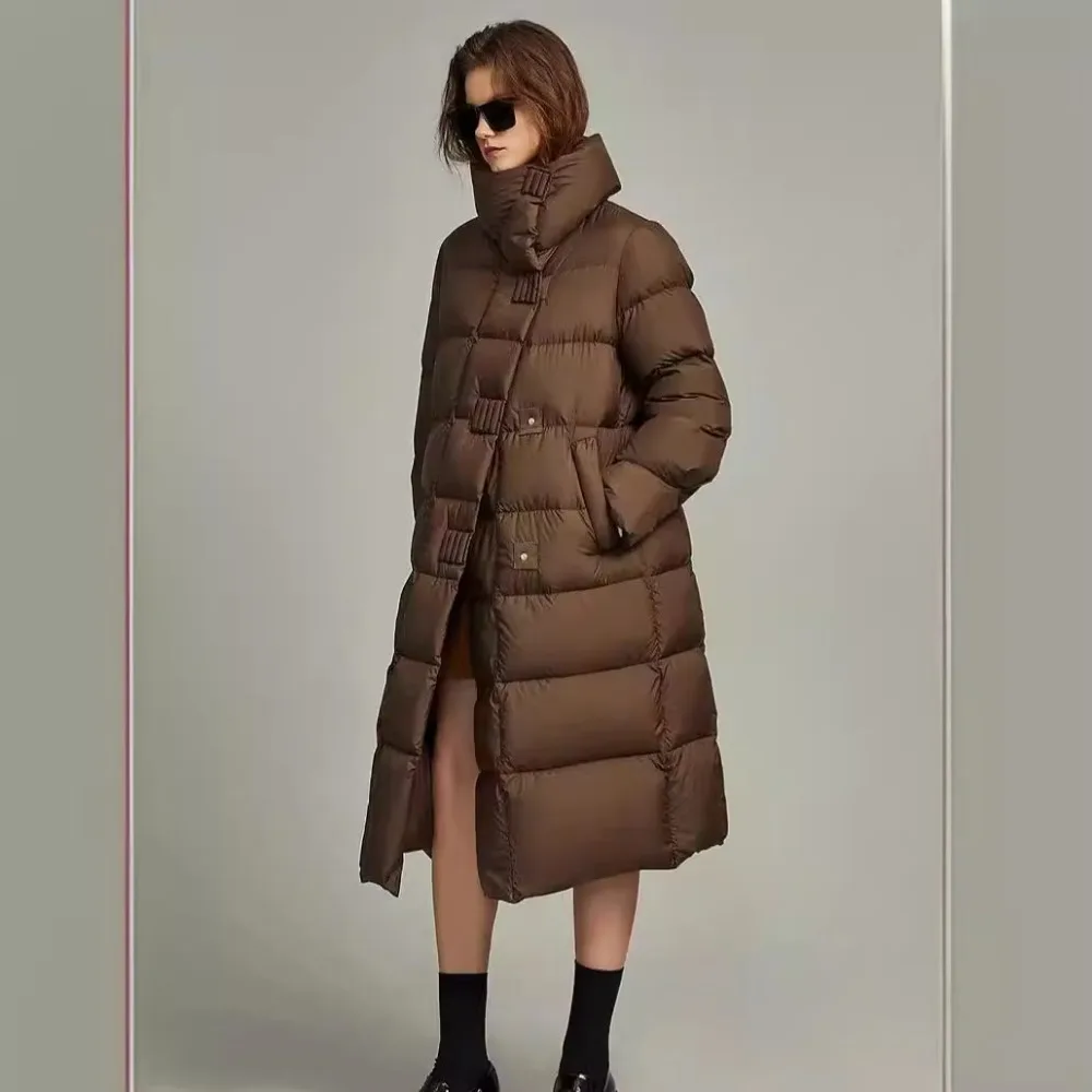 Casaco longo de algodão para mulheres Casaco quente chique, Botões Parkas, Casacos à prova de vento Streetwear macio, Design de luxo, roupas de inverno