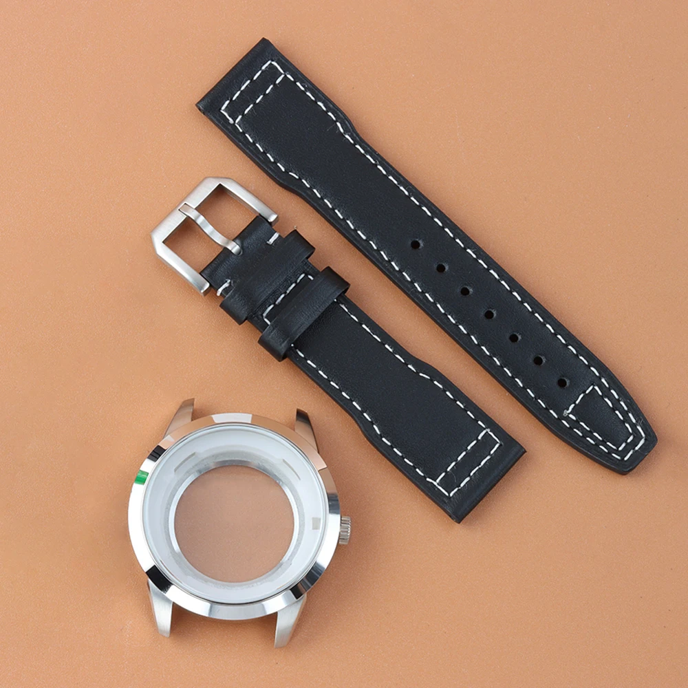 

For Mark XX nh35 42.7mm Case Dive Men‘s Watch Case Fit NH35 NH36 Movement Solid Stainless Steel NH35 Case Leather Strap