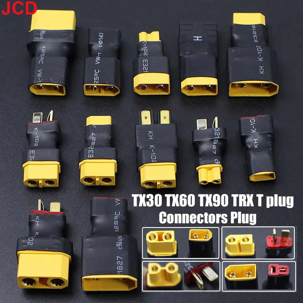 JCD 1pc Adapter XT30 XT60 XT90 TRX T Plug Deans EC5 EC3 Female to Male HXT 4MM Connectors Plug RC Lipo Battery Control Parts DIY