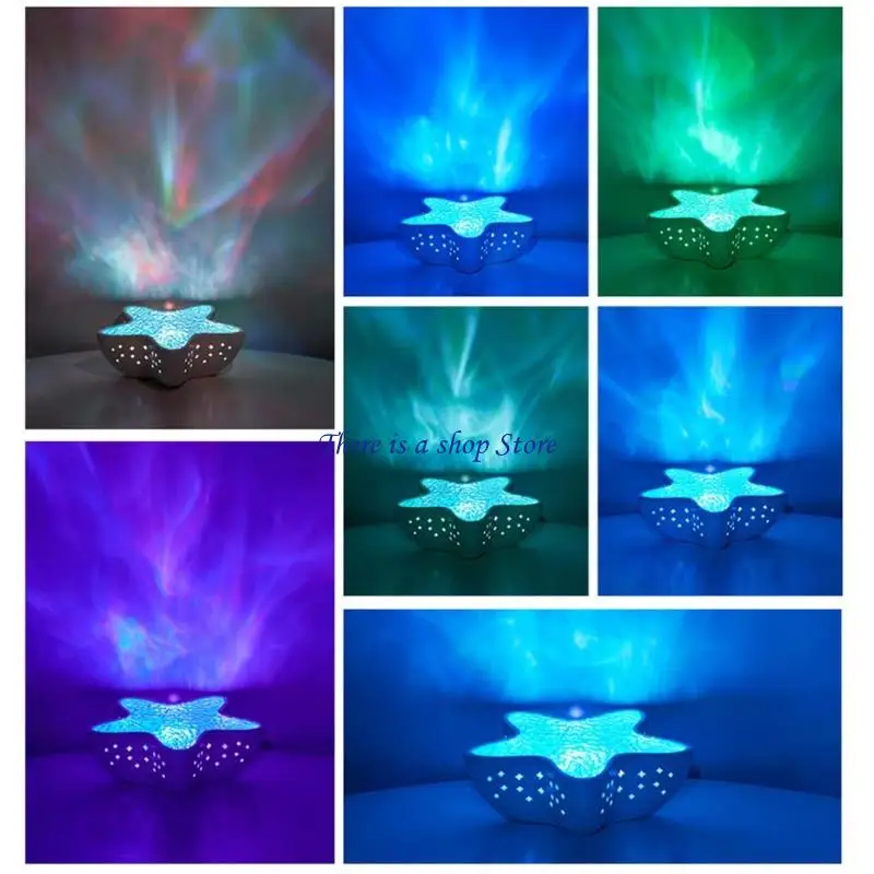 D0AD Dynamic Water Projector Night Light 7 Soothing Color Modes ABS and PC Texture Perfect for Meditation Relaxation Present