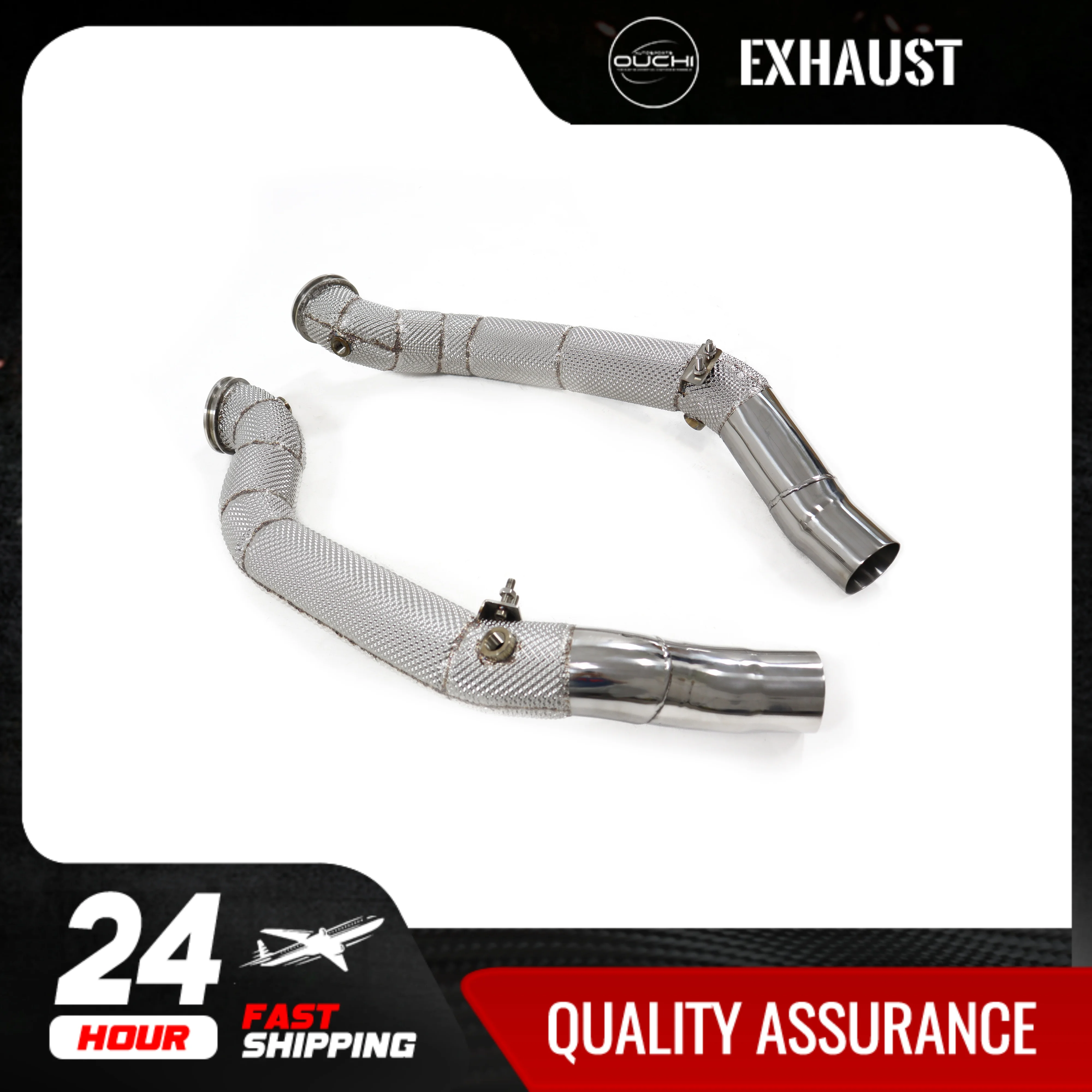 Fast shipping in 24 hours downpipe for Maserati Levante 3.0T OUCHI stainless steels Exhaust system With heat shield without cat