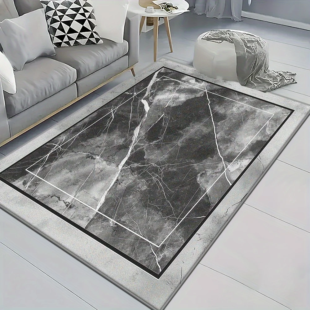Modern Abstract Green White Wavy Area Rug Large Fluid Wave Pattern Living Room Bedroom Washable Carpet